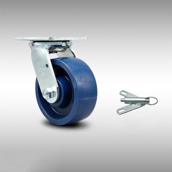 Service Caster 5 Inch SS Solid Poly Swivel Caster with Roller Bearing and Swivel Lock SCC SCC-SS30S520-SPUR-BSL - main